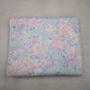 FABRIC Impressionist Pastel Florals On Beautiful Green Background, 4 Yards